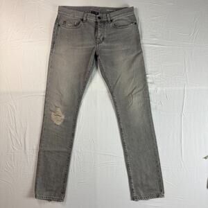 Saint Laurent D18 Light Grey Distressed Jeans 32 Slim Made in Italy